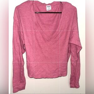 PINK Victoria's Secret Waffle Pink Long Sleeve Top